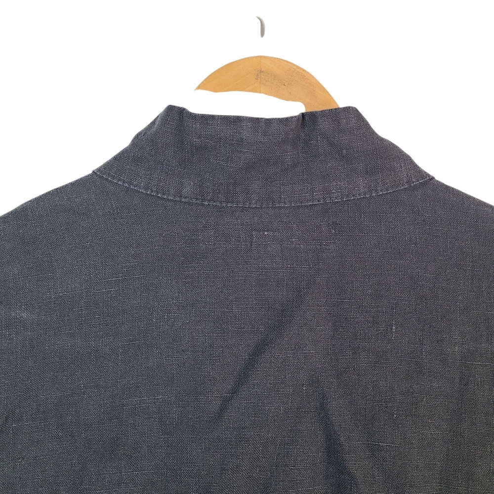 Flax Black 100% Linen Top Button Front Women's Size Medium - Picture 4 of 12